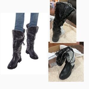 Demi faux fur lug sole gray lace up boots